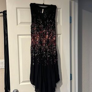 Xhilaration Women's Floral Print Sleeveless V-neck Cincheh Waist Midi Dress L